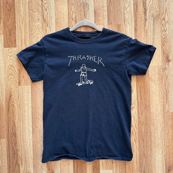 Navy Blue Thrasher Skateboarding Tee - Picture 3 of 6